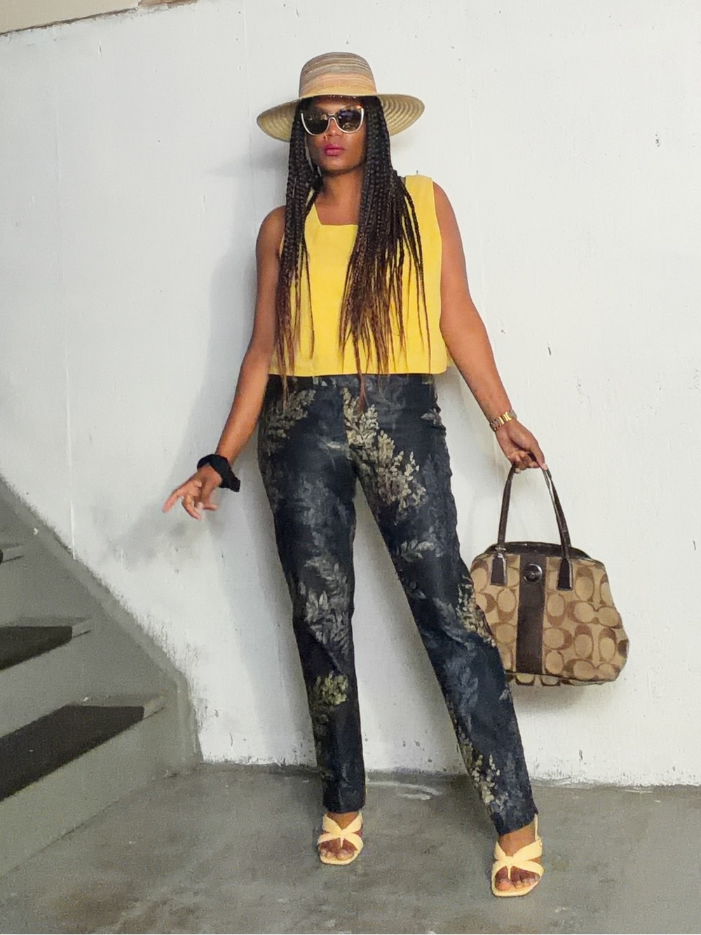Black Floral Pants– Stylish Patterned Stretch, 12 - Picture 4 of 7